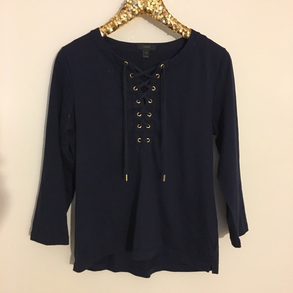 J. Crew navy tie shirt M - Picture 5 of 8